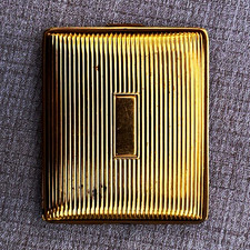 Vintage Evan’s Gold Tone Ribbed Metal Cigarette Case picture