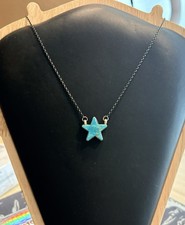 Navajo Turquoise Star Necklace 16” Artist Donovan Skeet picture