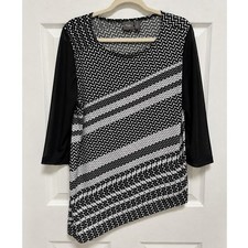 Travelers by Chico’s Black & White Asymmetrical Top — Size 2 picture