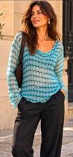 Marni Italy 100% Silk Semi Sheer Geometric Print Blue Teal Blouse Size M  picture