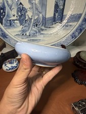 Antique Late Qing Chinese Blue Glazed Porcelain Brush Washer 19th Century picture