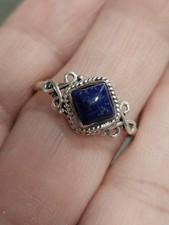 Vintage Diamond Shaped Lapis Lazuli  925 Sterling Silver Ring 2.2g Size 10 picture