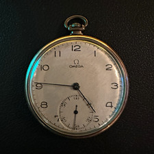 Vintage OMEGA Swiss Pocket Watch Mechanical Open Face Gold Tone 1930s–40s picture
