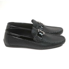 Sigotto Uomo Black Embossed Snake Print Loafer with Rubber Sole picture