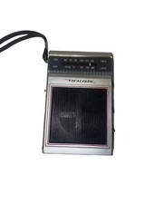 Vintage Realistic Portable Pocket AM/FM Radio Shack Silver Plastic- Works picture