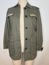 ZARA Combination Shiny Trim Utility Jacket Khaki Green Size S picture