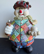 vintage 2002 World Bazaars resin golfing snowman figurine 