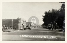 Mitchell Nebraska Main Street Scene c1920-30s Ford Tow Truck RPPC Postcard COPY picture