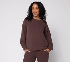 Anybody Women's Top Sz L Washed Waffle With Darted Hem Brown A732456 picture