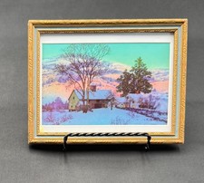 Maxfield Parrish A New Day Vintage Brown Bigelow Print Framed 6.75x5.25 picture