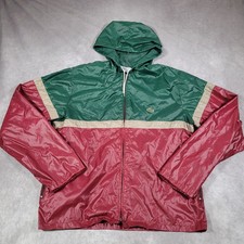 Vintage Izod Lacoste Jacket Mens Medium Red Colorblock Hooded Windbreaker 80s picture