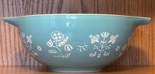 1958 PROMO PYREX TURQUOISE-NEEDLEPOINT EMBROIDERY CINDERELLA MIXING BOWL 443 picture