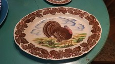 Vintage Mid-Century MarutaWare Japan transferware turkey platter picture