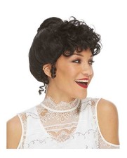 Adult Women's Brown Gibson Girl Costume Wig Curly Bun Old Fashioned Saloon 1900s picture