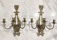 Antique, Set of 2, French Louis XV Style Figural Bronze Candelabra Wall Sconces picture