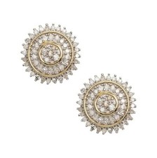 Sunflower Design Micro-Pavé Diamond Stud Earrings 0.33ct Real 10K Yellow Gold picture
