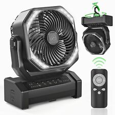 20000mAh 60hrs  Rechargeable Automatic Oscillating Camping Fan with LED and Hook picture