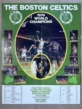 RARE Boston Celtics 1974 NBA Champions POSTER Havlicek Cowens Heinsohn VTG LOOK picture