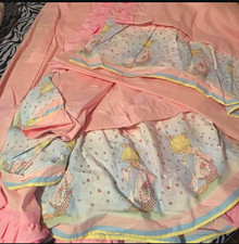 Holly Hobbie Vintage 1970s Twin 3pc Sheet Set Pink Cotton Flat/Fitted/PW picture