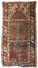 OLD TURKISH OUSHAK WOOL RUG WORN CONDITION picture