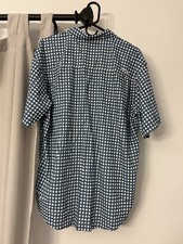 Huk Men's L Blue/White Check Short Sleeve Button-Down Woven Polyester Shirt picture