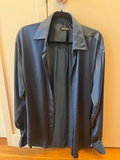 Tom Ford Silk Turquoise Navy Button Down picture