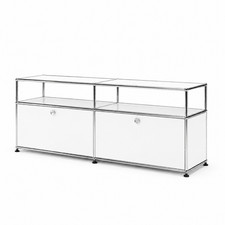 Set of 2 Modern Metal Storage Cabinets Modular Console with Open Shelves picture