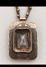 Vintage AVI SOFFER Israel 925 Sterling Silver Large CZ Modernist Necklace 16.5” picture