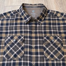 Kuhl Men’s Dillingr Long Sleeve Flannel Plaid Button Up Shirt Brown L 7186 EUC picture