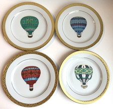 Set of 4 Gold Buffet Royal Gallery Plates Hot Air Balloons 8.5 inches, Very Nice picture