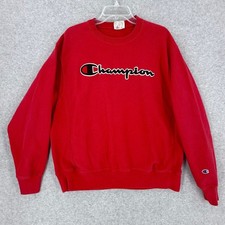 Vtg Champion Reverse Weave Sweatshirt Mens Large Red Crewneck 2000 Distressed picture
