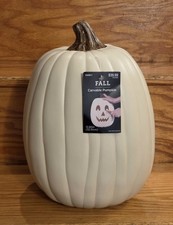 NEW Fall Carvable Faux Halloween Pumpkin Lightweight Foam EasyToCut White 9x13