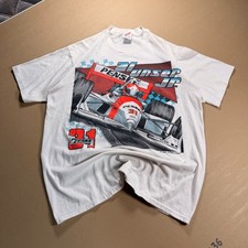 1990s Jerzees Al Unser Jr Penske Racing T-Shirt L White Excellent Indy Car 90s picture