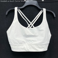 Wmns LULULEMON White Energy Longline Strappy Racerback Athletic Sports Bra Sz 14 picture