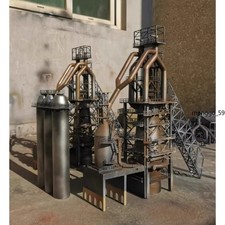 Ho Scale Train Model Scene Modern Steel Plant Blast Furnace Model Painted Aged picture