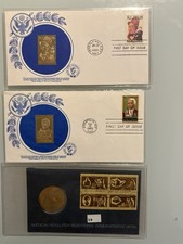 Vintage Gold Stamp Replica First Day Covers Lot + 1972 Bicentennial Medal FDC picture