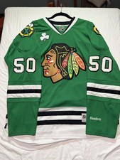 Reebok NHL Chicago Blackhawks Corey Crawford #50 Jersey Men's XL St. Patrick Day picture