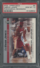 Graded 2003-04 UD LeBron James #9 Phenomenal Beginning Rookie Card PSA 10 picture