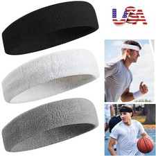 3× Sweatband Head Band Terry Cotton Sweat Headband Gym Workout Sports Sweatbands picture