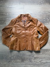 Vintage Wilsons Leather Jacket Blazer Tan Brown Paisley Lining Western Y2K picture