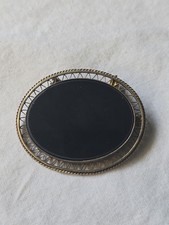 Victorian Large Sterling Silver Mourning Jewelry Brooch Pendant Onyx 11 Grams picture