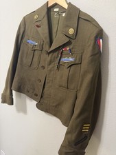 VTG WWII US Army M1944 Wool Ike Jacket  Glimcher Combat Infantry Badge Ribbon picture