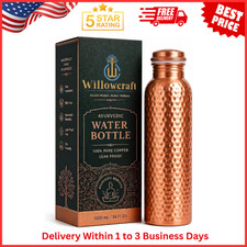 34oz Pure Copper Water Bottle - Handmade Hammered Finish - Ayurvedic Health USA picture