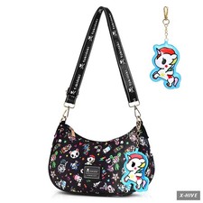 tokidoki Hobo Bag with Unicorno Keychain Cute Crescent Shoulder Bag Small Black picture