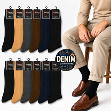 6 12 Pairs Men's Dress Socks Solid Color  Breathable Moisture Wicking 9-11 10-13 picture
