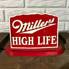 Miller High Life Red Tabletop Bar Sign Breweriana Display beer 1940s plastic picture