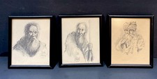 3 VTG John Landis Signed Pencil Portrait Drawings 1966-67 Framed 6.5x5.5” picture