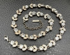 Vintage Signed Napier Crystal Rhinestone Silver Tone Choker Necklace 16-18” Long picture