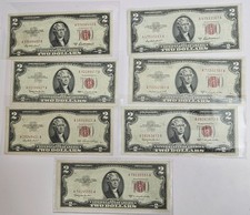 1953/1963 Two Dollar Note Red Seal ~ (1) US $2 Bill - Fine+ Condition  picture