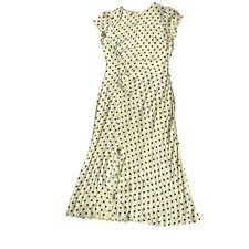 Reformation Polka Dot Midi Dress Side Slit Ruched Button Detail 10 Retail $278 picture